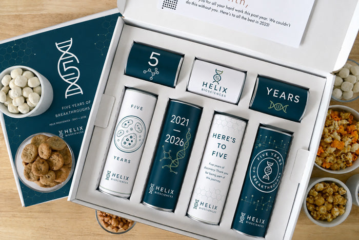 Five-year milestone gift box for a biotech company