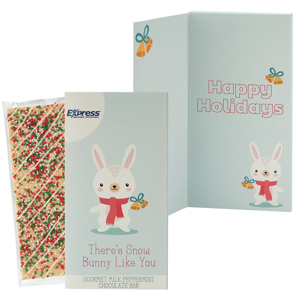 Belgian Chocolate Holiday Greeting Card Box - There's Snow Bunny Like You / Holiday Sugar Cookie Crunch