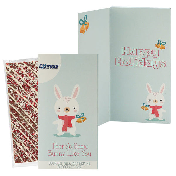 Belgian Chocolate Holiday Greeting Card Box - There's Snow Bunny Like You / Peppermint