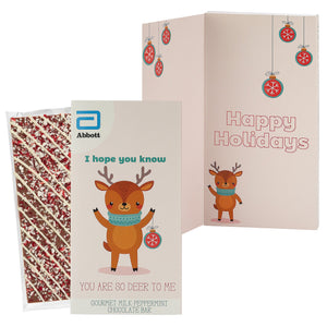 Belgian Chocolate Holiday Greeting Card Box - You Are So Deer To Me / Peppermint