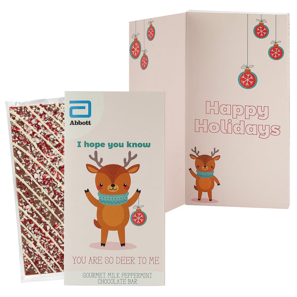 Belgian Chocolate Holiday Greeting Card Box - You Are So Deer To Me / Peppermint