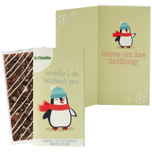 Belgian Chocolate Holiday Greeting Card Box - Waddle I Do Without You / Milk & Cookies