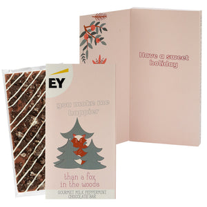 Belgian Chocolate Holiday Greeting Card Box - You Make Me Happier Than A Fox In The Woods / Milk & Cookies