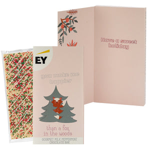 Belgian Chocolate Holiday Greeting Card Box - You Make Me Happier Than A Fox In The Woods / Holiday Sugar Cookie Crunch