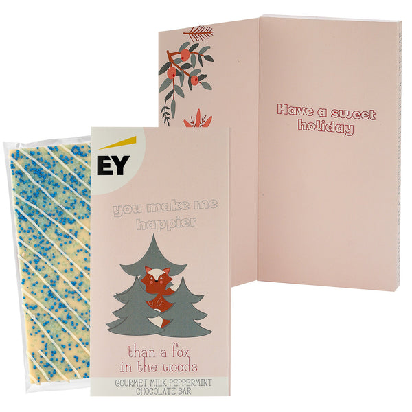 Belgian Chocolate Holiday Greeting Card Box - You Make Me Happier Than A Fox In The Woods / Winter Wonderland