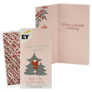Belgian Chocolate Holiday Greeting Card Box - You Make Me Happier Than A Fox In The Woods / Peppermint