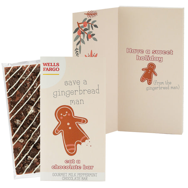 Belgian Chocolate Holiday Greeting Card Box - Save A Gingerbread Man / Milk & Cookies