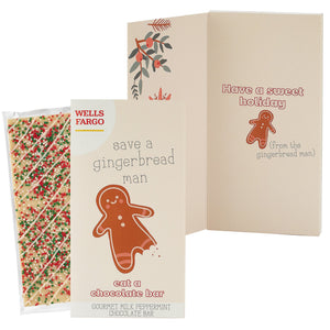 Belgian Chocolate Holiday Greeting Card Box - Save A Gingerbread Man / Holiday Sugar Cookie Crunch