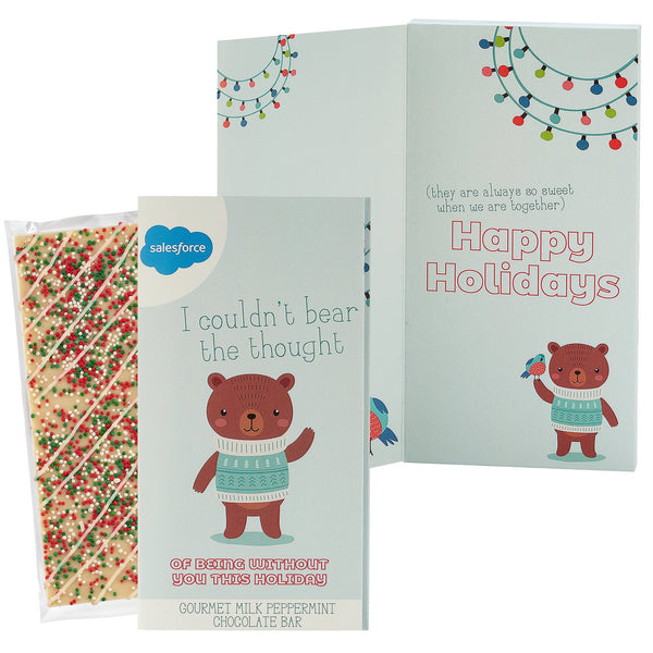 Belgian Chocolate Holiday Greeting Card Box - I Couldn't Bear The Thought / Holiday Sugar Cookie Crunch