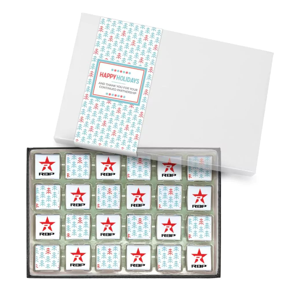 Custom Logo Chocolate Squares Gift Box (24pc) | Chocomize