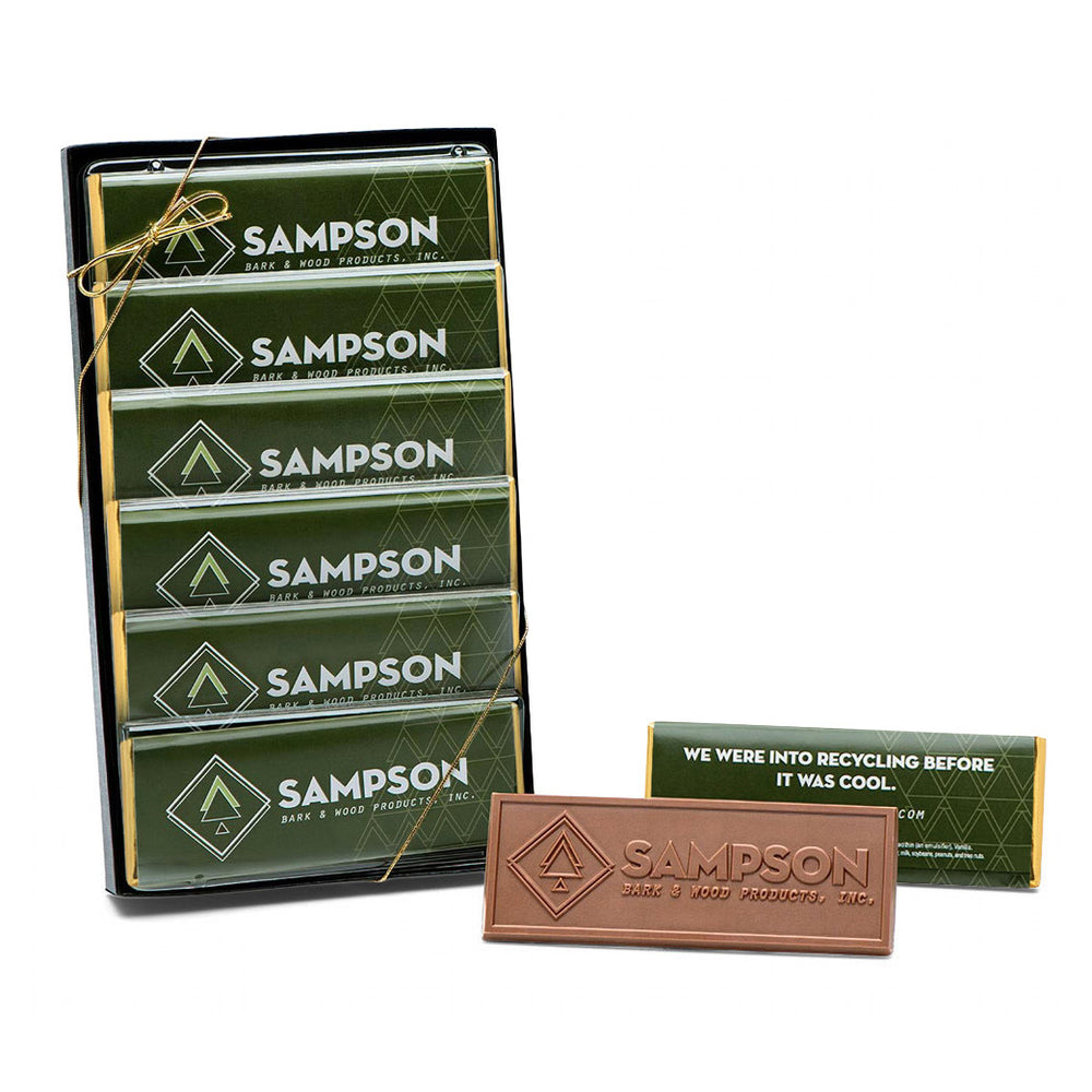 6-Pack - 2"x5" Engraved Chocolate Bar Gift Set - One Wrapper Design
