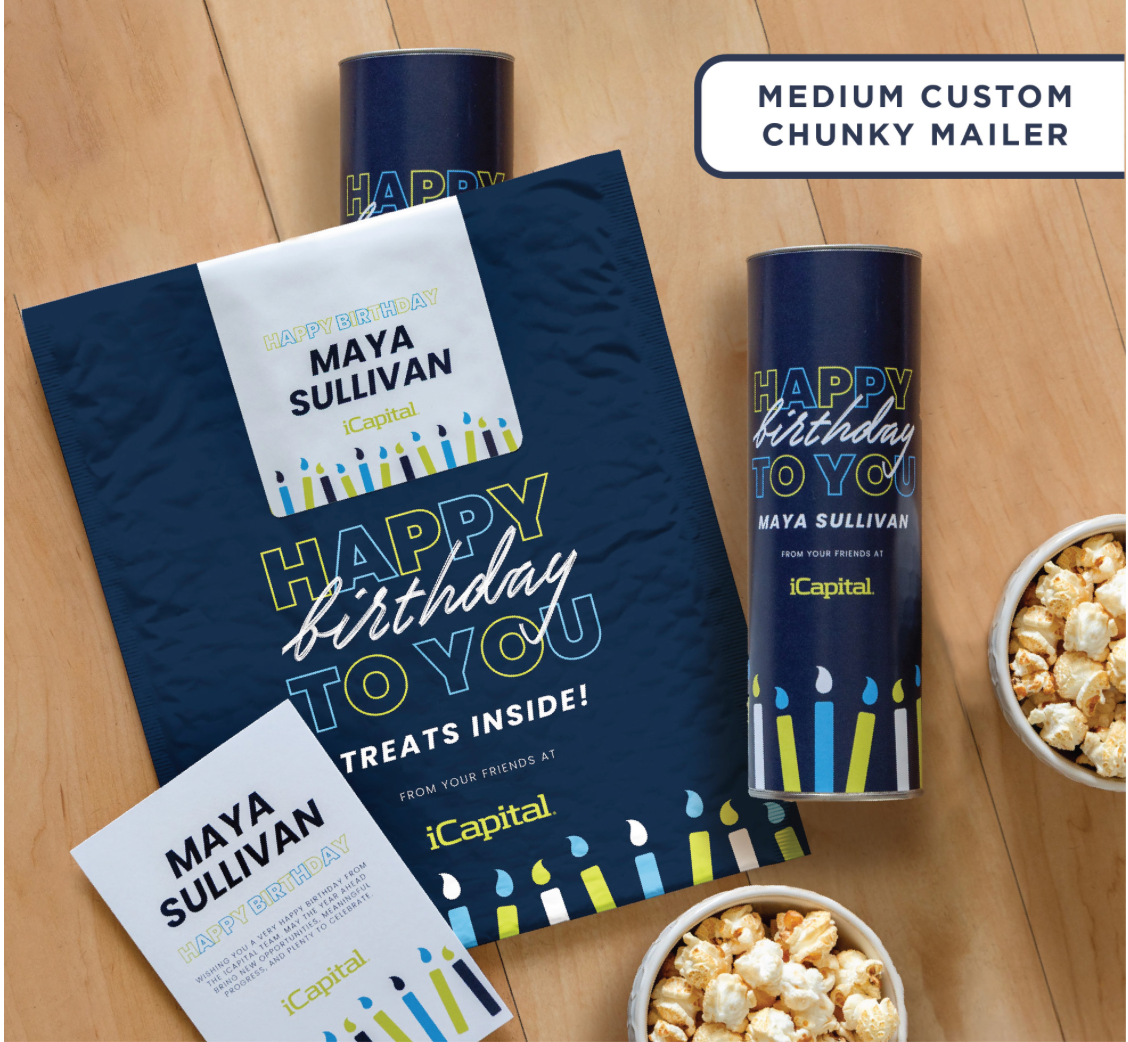 New customizable mailers for our 4" and 8" Snack Canisters