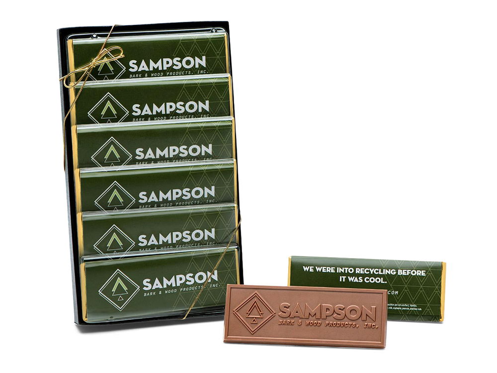 6-Pack 2x5 Engraved Chocolate Bar Gift Set - One Wrapper Design